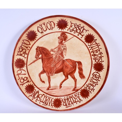 5 - A RARE ARTS AND CRAFTS ENGLISH IRON RED PAINTED POTTERY PLATE in the manner of William De Morgan, in... 