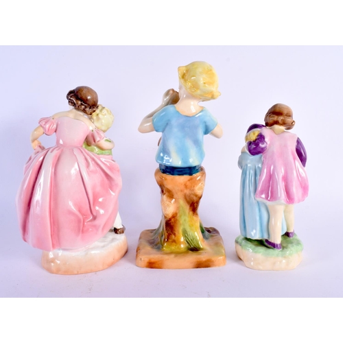 50 - THREE ROYAL WORCESTER FIGURES Sister, Babes in the wood & Peter Pan. Largest 21 cm high. (3)