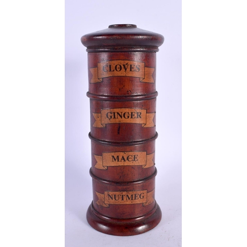 505 - A CONTEMPORARY TREEN SPICE TOWER. 19 cm high.