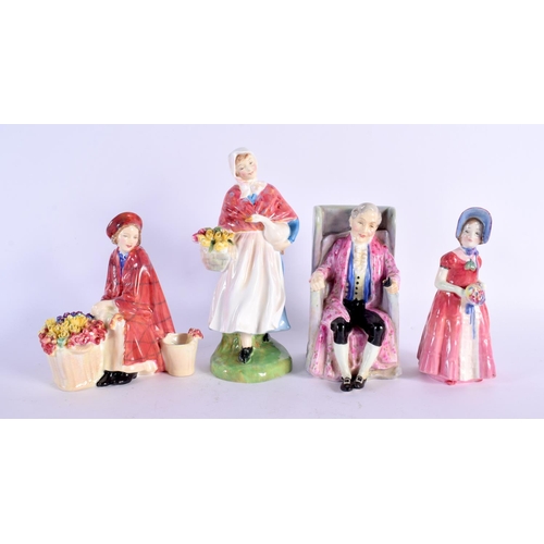 51 - FOUR ROYAL DOULTON FIGURES Darby, Market Day, Diana & Bonnie Lassie. Largest 20 cm high. (4)