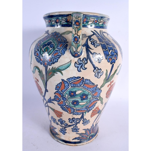 510 - A LARGE EARLY 20TH CENTURY MIDDLE EASTERN JERUSALEM VASE painted in the Iznik style. 32 cm x 20 cm.