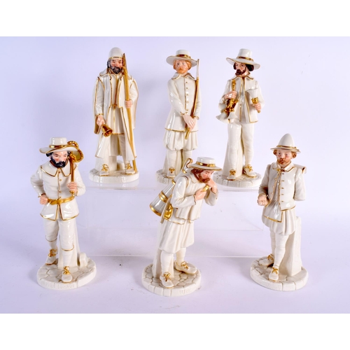 52 - SIX ROYAL WORCESTER PORCELAIN FIGURES. 20 cm high. (6)