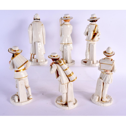 52 - SIX ROYAL WORCESTER PORCELAIN FIGURES. 20 cm high. (6)