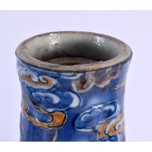 529 - AN 18TH/19TH CENTURY CHINESE BLUE GLAZED PORCELAIN VASE Qianlong/Jiaqing. 34 cm x 16 cm.