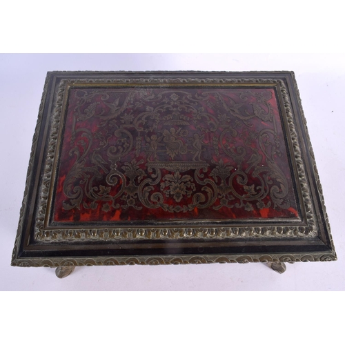 533 - A GOOD 19TH CENTURY FRENCH BOULLE BRONZE MOUNTED CASKET decorated with birds and foliage. 30 cm x 20... 