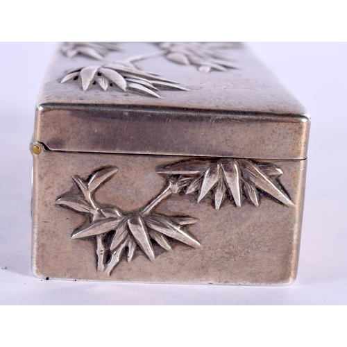 547 - A LATE 19TH CENTURY CHINESE EXPORT SILVER DRESSING TABLE BOX by Wang Hing. 94 grams. 4.5 cm x 9.25 c... 