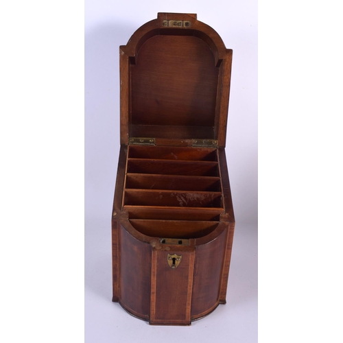 566 - A SMALL 19TH CENTURY ENGLISH MAHOGANY CONVERTED KNIFE BOX of small proportions. 23 cm x 14 cm.