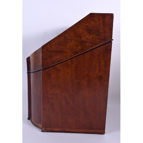 566 - A SMALL 19TH CENTURY ENGLISH MAHOGANY CONVERTED KNIFE BOX of small proportions. 23 cm x 14 cm.