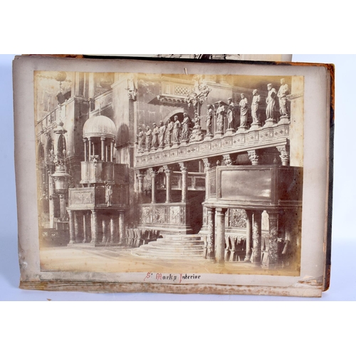 571 - A LARGE 19TH CENTURY EUROPEAN GRAND TOUR PHOTOGRAPH ALBUM containing around 60 photographs around It... 