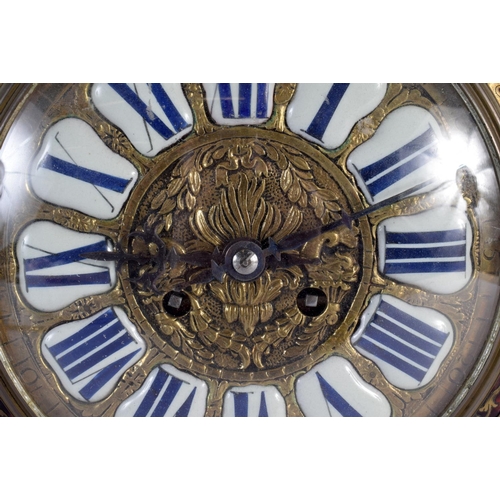 588 - A 19TH CENTURY FRENCH BRONZE MOUNTED BOULLE TORTOISESHELL CLOCK with floral overlaid vines. 50 cm x ... 