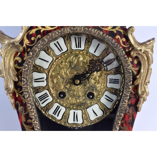 589 - A 19TH CENTURY FRENCH BRONZE MOUNTED BOULLE TORTOISESHELL CLOCK with floral overlaid vines. 48 cm x ... 