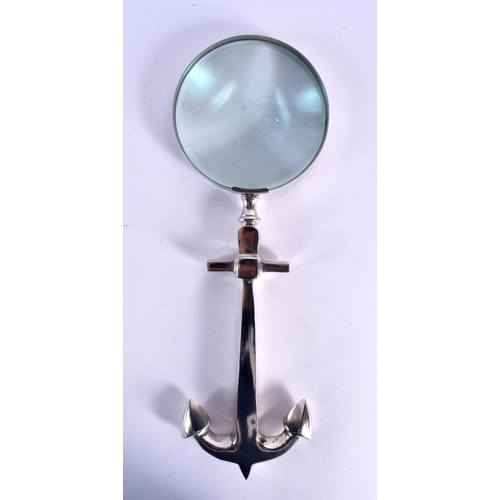 594 - TWO CONTEMPORARY MAGNIFYING GLASSES. Largest 30 cm x 10 cm. (2)