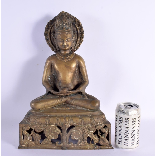 598 - A LARGE 19TH CENTURY INDIAN BRONZE FIGURE OF A BUDDHA modelled holding a censer. 40 cm x 20 cm.