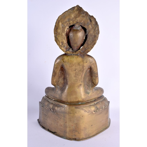 598 - A LARGE 19TH CENTURY INDIAN BRONZE FIGURE OF A BUDDHA modelled holding a censer. 40 cm x 20 cm.