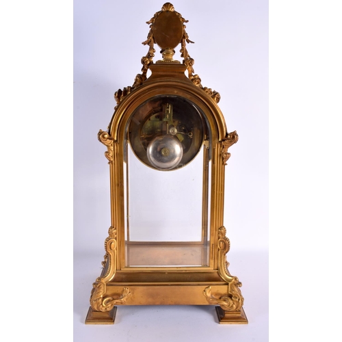 600 - A FINE LATE 19TH CENTURY FRENCH ORMOLU AND SEVRES PORCELAIN MANTEL CLOCK inset with engraved crystal... 