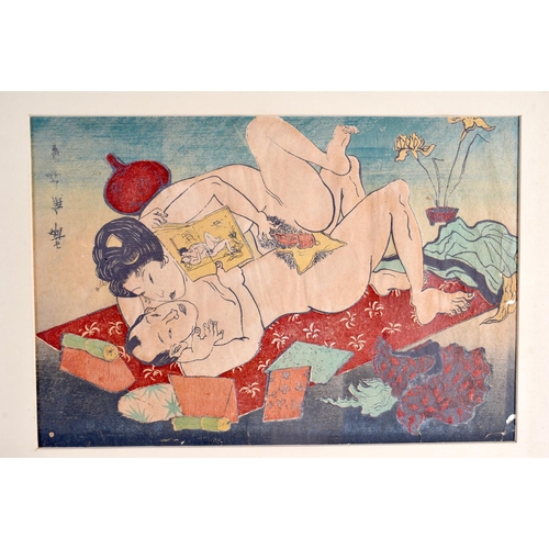 624 - TWO CHINESE WATERCOLOURS together with a Japanese watercolour & four woodblock prints. (7)