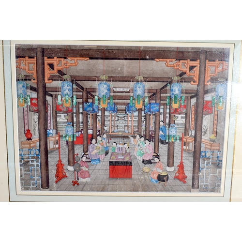 627 - Chinese School (19th Century) 5 x Watercolours, Assorted scenes. 62 cm x 48 cm. (5)