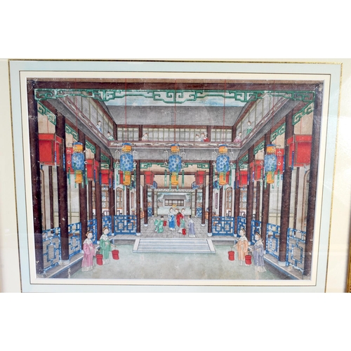 627 - Chinese School (19th Century) 5 x Watercolours, Assorted scenes. 62 cm x 48 cm. (5)