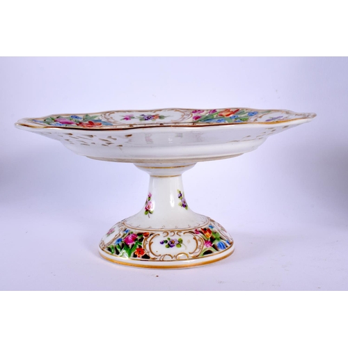 63 - A DRESDEN PORCELAIN PLATE together with a matching comport. Largest 22 cm wide. (2)