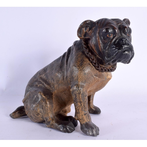 637 - A LOVELY 19TH CENTURY AUSTRIAN COLD PAINTED SPELTER TABLE LIGHTER formed as a bulldog, with pull out... 