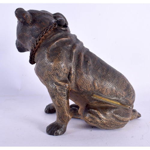 637 - A LOVELY 19TH CENTURY AUSTRIAN COLD PAINTED SPELTER TABLE LIGHTER formed as a bulldog, with pull out... 