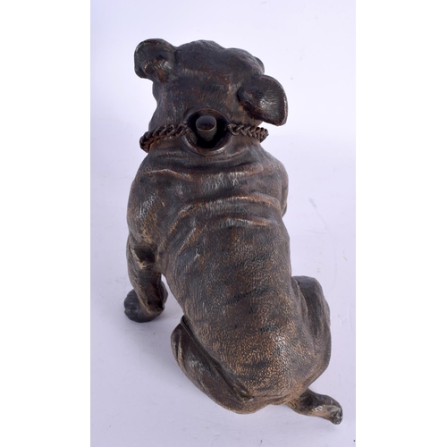 637 - A LOVELY 19TH CENTURY AUSTRIAN COLD PAINTED SPELTER TABLE LIGHTER formed as a bulldog, with pull out... 