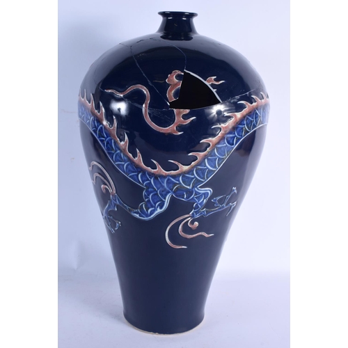 641 - A 19TH CENTURY JAPANESE MEIJI PERIOD CLOISONNE ENAMEL OVERLAID VASE together with a Chinese meiping ... 