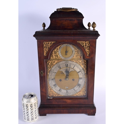 648 - A GEORGE III MAHOGANY BRACKET CLOCK by John Ward of London. 50 cm x 25 cm.