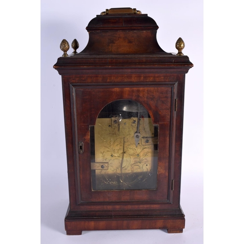 648 - A GEORGE III MAHOGANY BRACKET CLOCK by John Ward of London. 50 cm x 25 cm.