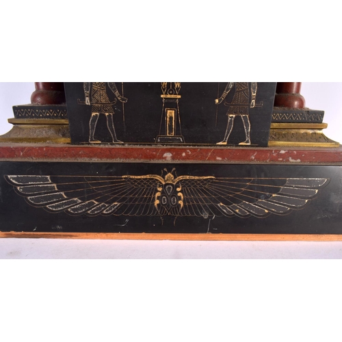 653 - A LARGE 19TH CENTURY FRENCH EGYPTIAN REVIVAL MARBLE CLOCK SET decorated with figures. Mantel 42 cm x... 