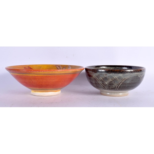 691 - TWO STUDIO POTTERY BOWLS. Largest 18 cm diameter. (2)