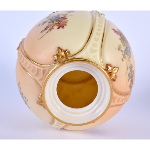 696 - A CHARMING 19TH CENTURY STONEWARE PRESERVE JAR AND COVER together with blush ivory Worcester vase. L... 