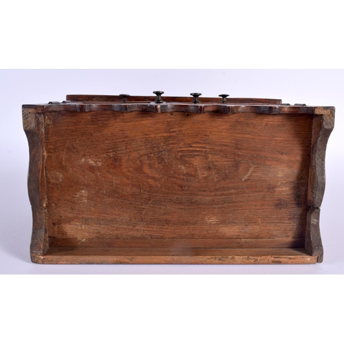 701 - AN EDWARDIAN MINIATURE PINE DRESSER PIPE RACK. 40 cm x 22 cm.