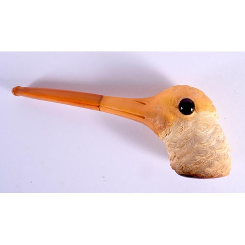 712 - A LARGE ANTIQUE MEERSCHAUM BIRD PIPE. 17 cm long.