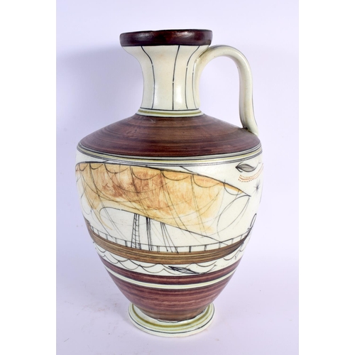 718 - A STYLISH MID CENTURY POTTERY JUG After the Antiquity. 30 cm x 15 cm.