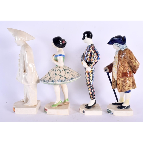 724 - FOUR UNUSUAL DANISH COPENHAGEN FIGURES in various forms and sizes. Largest 24 cm high. (4)