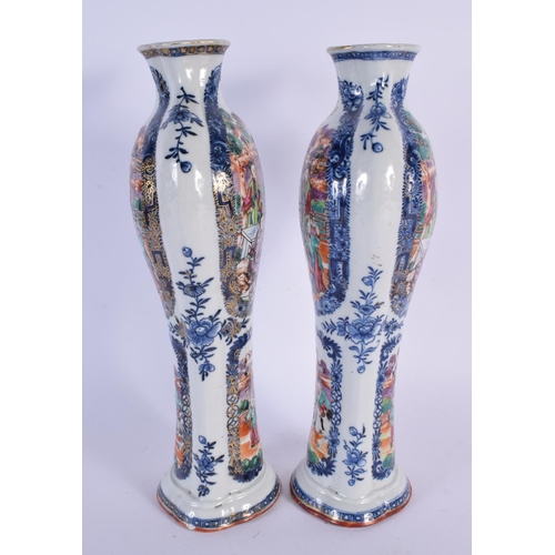 726 - A LARGE PAIR OF 18TH CENTURY CHINESE EXPORT MANDARIN VASES Qianlong, painted with figures and landsc... 