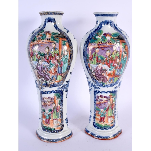 726 - A LARGE PAIR OF 18TH CENTURY CHINESE EXPORT MANDARIN VASES Qianlong, painted with figures and landsc... 