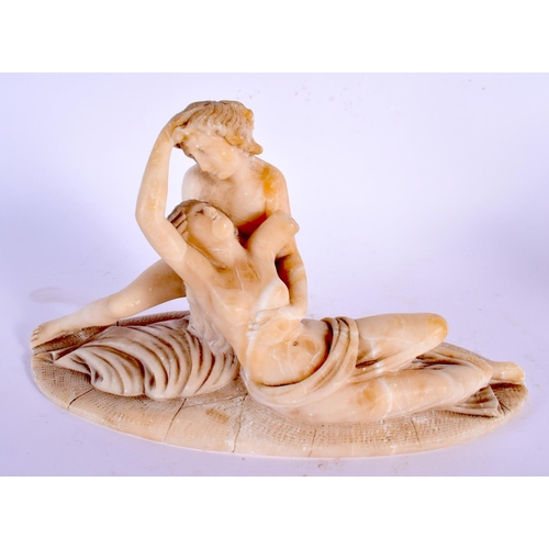 728 - TWO 19TH CENTURY EUROPEAN GRAND TOUR CARVED ALABASTER FIGURES. Largest 24 cm x 14 cm. (2)