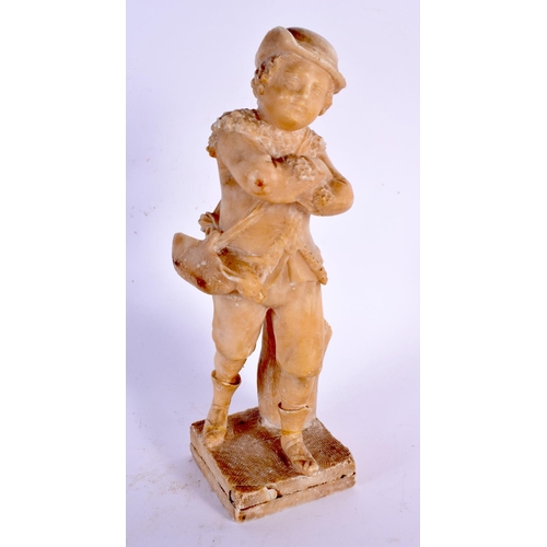 728 - TWO 19TH CENTURY EUROPEAN GRAND TOUR CARVED ALABASTER FIGURES. Largest 24 cm x 14 cm. (2)