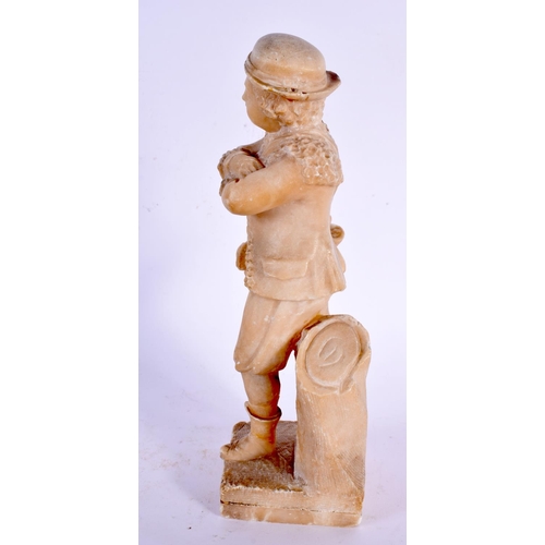 728 - TWO 19TH CENTURY EUROPEAN GRAND TOUR CARVED ALABASTER FIGURES. Largest 24 cm x 14 cm. (2)