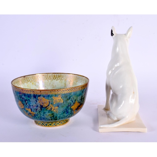 733 - A ROYAL WORCESTER FIGURE OF A BULL DOG by Doris Linder, together with a wedgwood lustre bowl. Larges... 