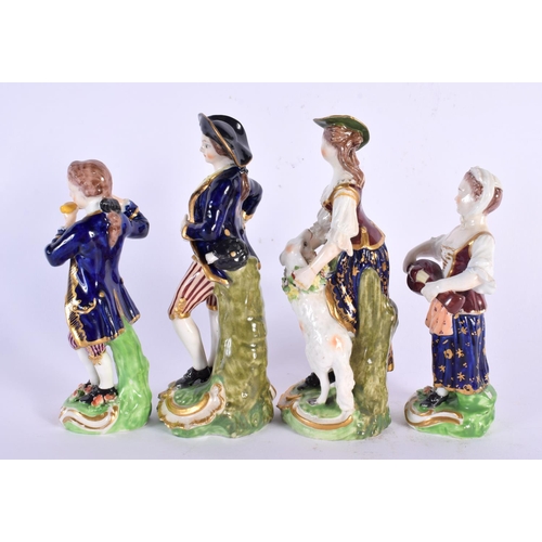 735 - FOUR 19TH CENTURY BLOOR DERBY FIGURES in various forms and sizes. Largest 13 cm high. (4)