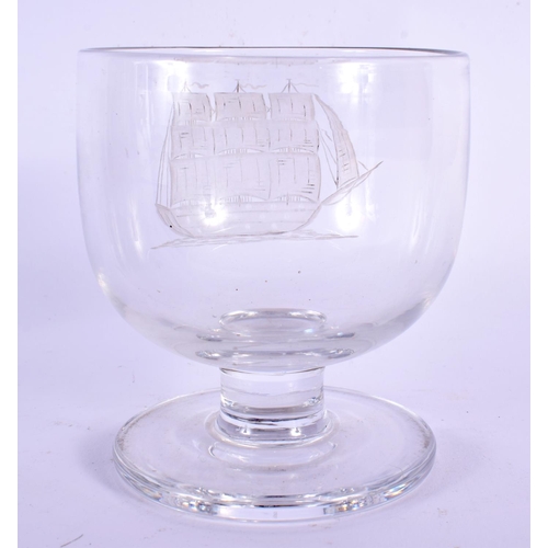 739 - AN ANTIQUE MARITIME GLASS GLASS. 11 cm x 9 cm.