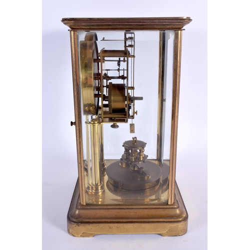 740 - A LARGE ANTIQUE FOUR GLASS REGULATOR CLOCK. 28 cm x 14 cm.