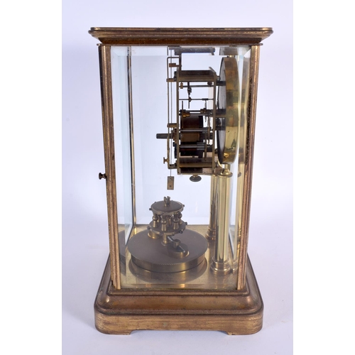 740 - A LARGE ANTIQUE FOUR GLASS REGULATOR CLOCK. 28 cm x 14 cm.