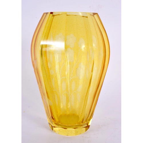 748 - A BOHEMIAN AMBER GLASS VASE etc. Largest 15 cm wide. (4)