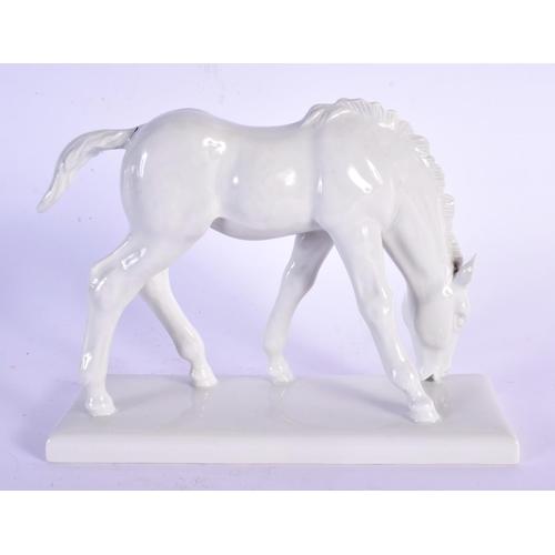 749 - A MEISSEN PORCELAIN FIGURE OF A HORSE. 20 cm x 15 cm.