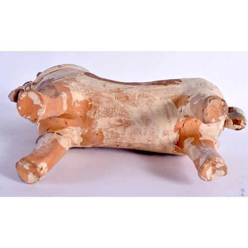 75 - A CONTINENTAL FOLK ART PRIMITIVE POTTERY FIGURE OF A HORSE. 24 cm x 22 cm.