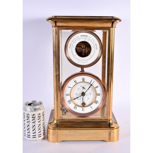 764 - A LARGE ANTIQUE FRENCH FOUR GLASS REGULATOR CLOCK with barometer. 40 cm x 20 cm.